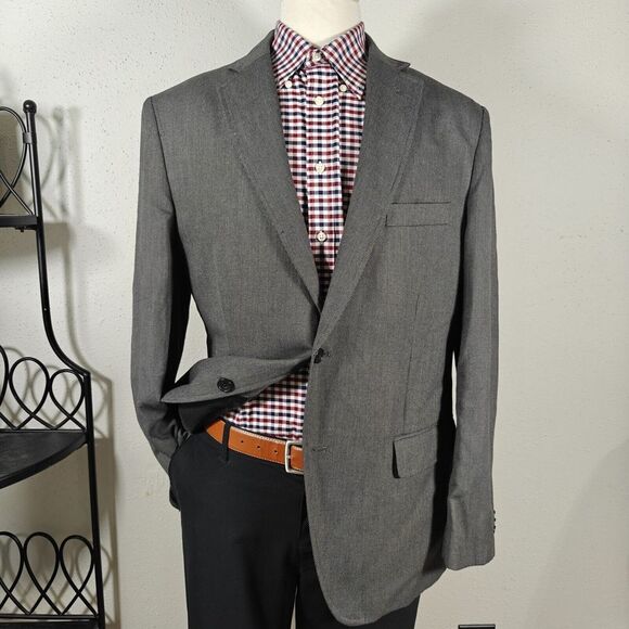 Van Heusen Other - Van Heusen Studio Men's‎ Sport Coat Blazer Two Button Gray Polyester Rayon 44L